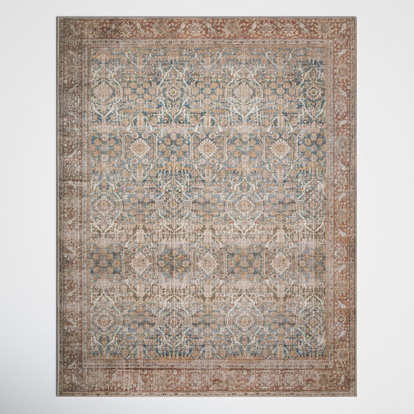 Joss & Main Pratt Oriental Area Rug in Ocean/Rust & Reviews Wayfair